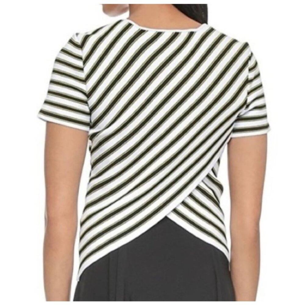 A.L.C Top Pullover White Black and Gold Short Sleeves Small
